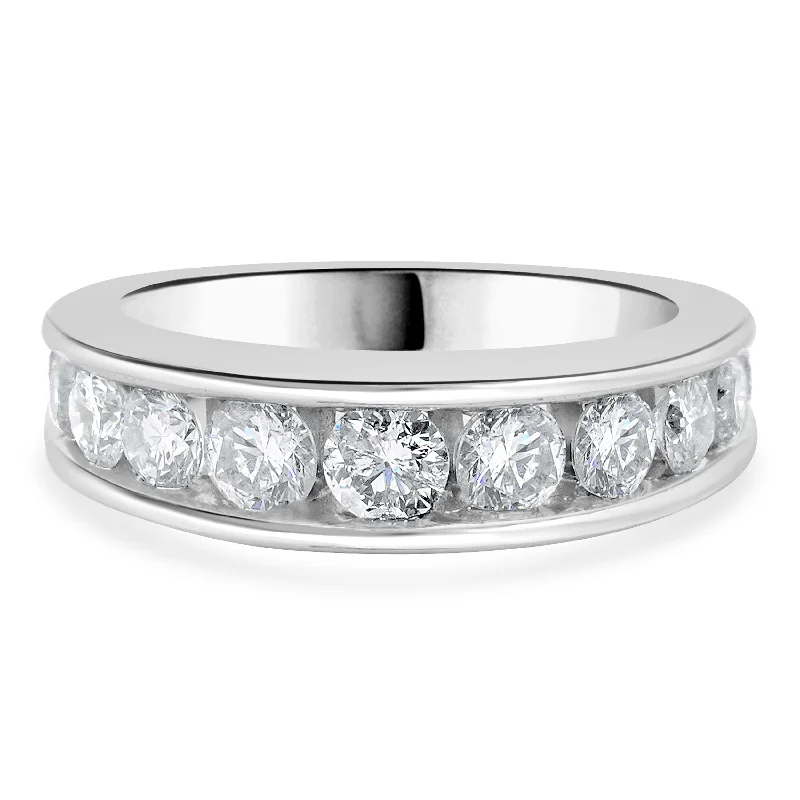 Unique engagement rings with colored diamonds-14 Karat White Gold Channel Set Diamond Band