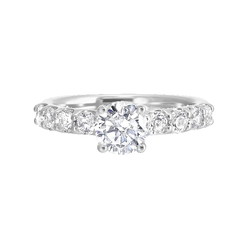 Timeless engagement rings with platinum bands-Petite Round Cut Lab-Created Diamond Engagement Ring in White Gold, 1.66 cttw