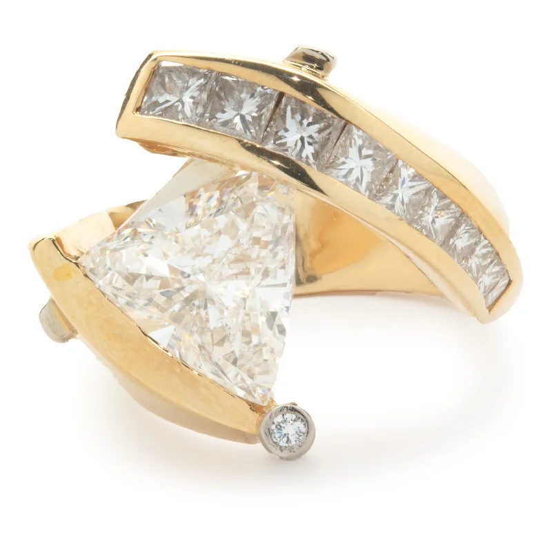 Timeless engagement rings with round diamonds-Gauthier 18 Karat Yellow Gold Trillion Cut Diamond Engagement Ring