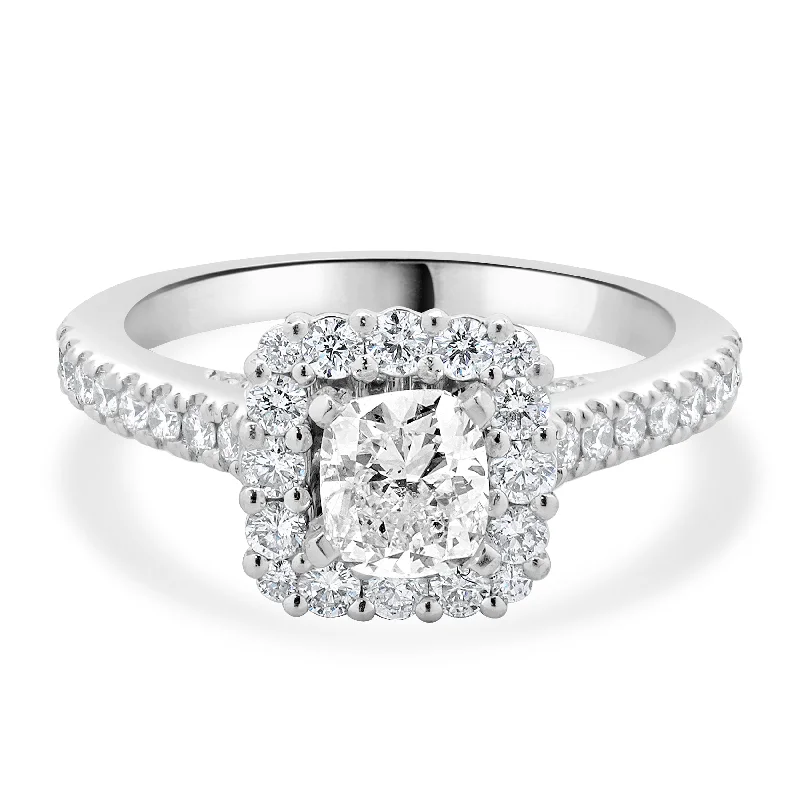 Elegant solitaire engagement rings-Vera Wang 14 Karat White Gold Cushion Cut Diamond Engagement Ring