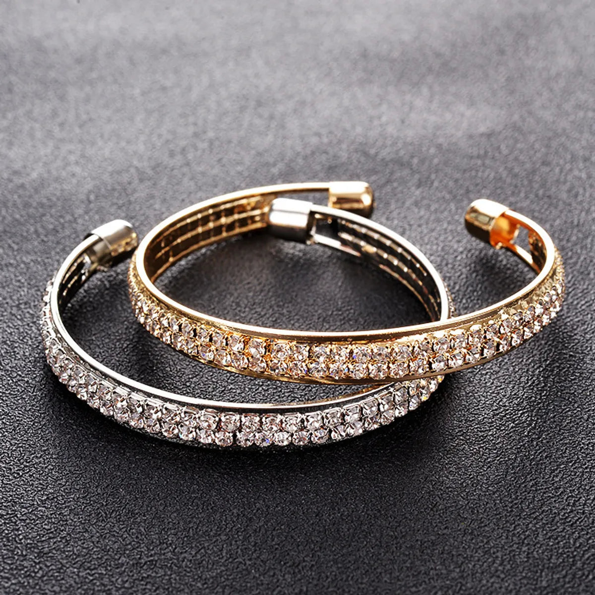 Gorgeous bracelets with ruby and sapphire stones-Streetwear Solid Color Artificial Gemstones Alloy Wholesale Bangle