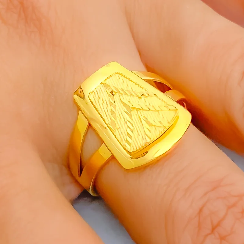 Custom rings with custom initials-Attractive Radiant 22k Gold Ring