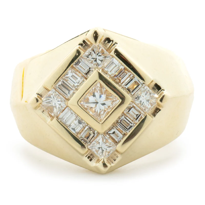 Unique engagement rings with marquise-cut diamonds-14 Karat Yellow Gold Diamond Signet Style Ring