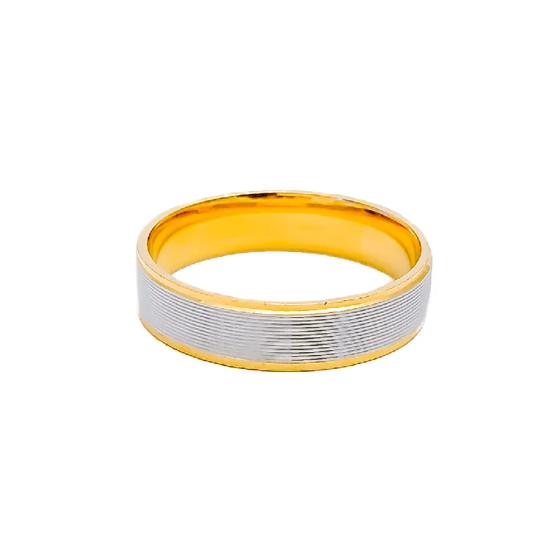 Stylish rings with colored diamonds-Two-Tone Smooth 22k Gold Band