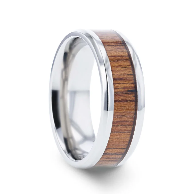 Affordable rings for budget-conscious buyers-Titanium Men's Wedding Band with Teak Wood Inlay