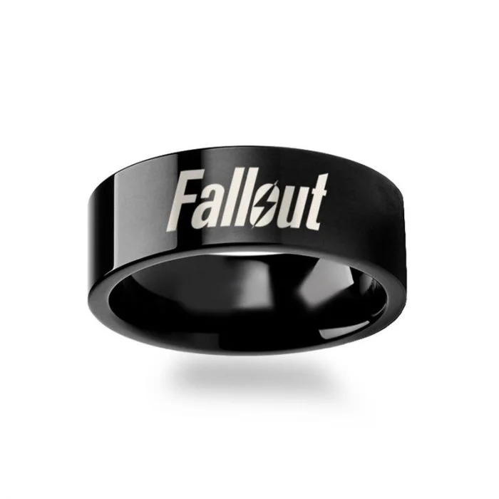 Stunning wedding bands for women-Fallout 4 Black Tungsten Men's Wedding Band