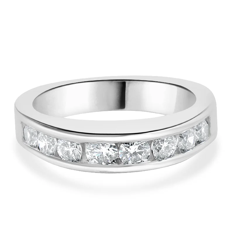 Elegant engagement rings with pear-shaped diamonds-18 Karat White Gold Channel Set Diamond Band