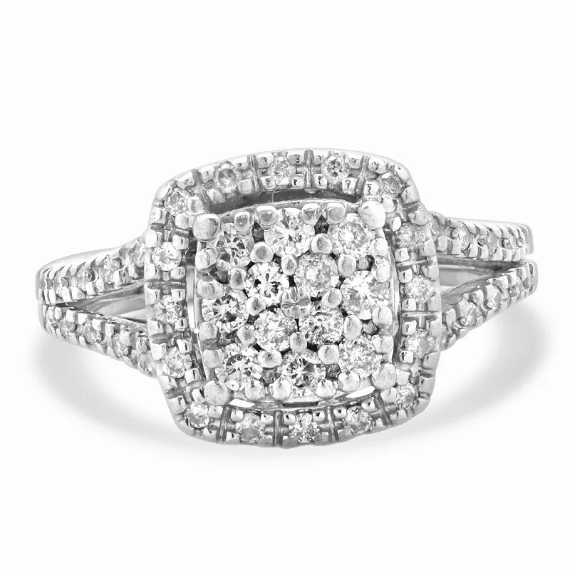 Affordable engagement rings with emerald gemstones-10 Karat White Gold Pave Diamond Engagement Ring