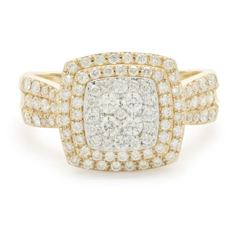 Unique engagement rings with three-stone settings-14 Karat Yellow Gold Diamond Cluster Ring