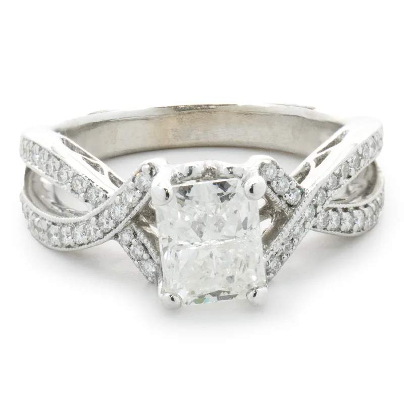 Stunning engagement rings with pear-shaped diamonds-14 Karat White Gold Radiant Cut Diamond Engagement Ring