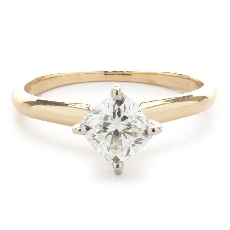 Elegant engagement rings with oval diamonds-14 Karat Yellow Gold Cushion Cut Diamond Engagement Ring