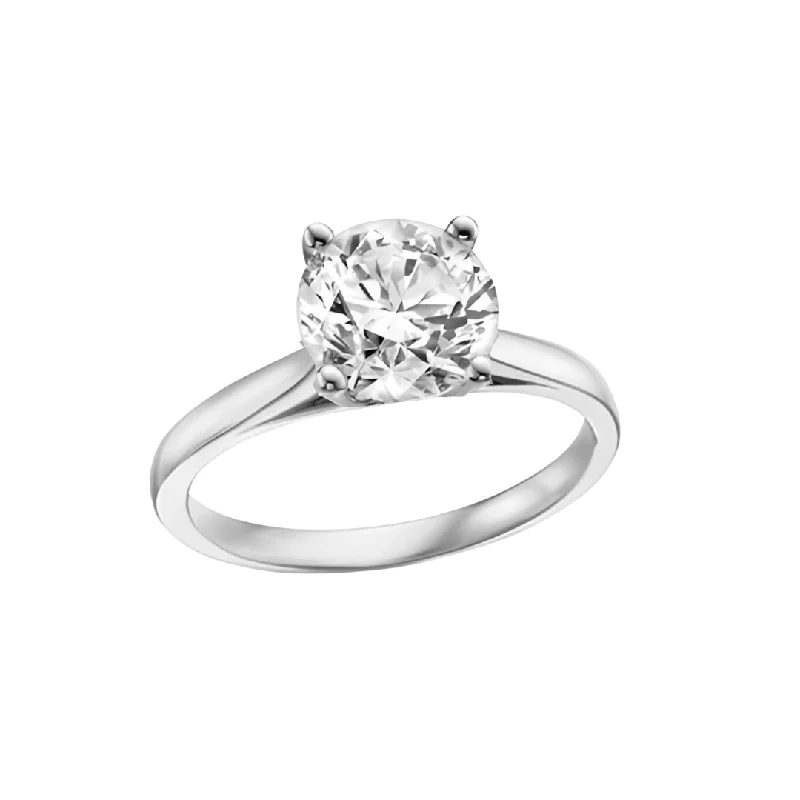 Personalized engagement rings with initials-14kt White Gold 3.00ct Lab-Grown Round Diamond Engagement Ring