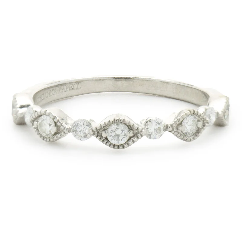 Simple and elegant engagement rings-14 Karat White Gold Diamond Filigree Band