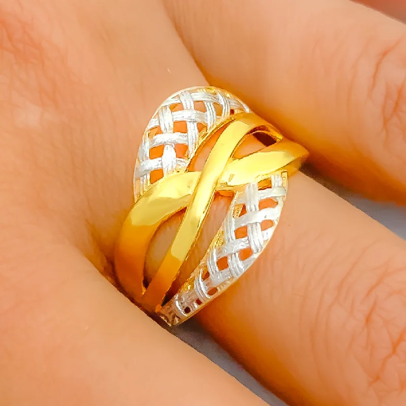 Contemporary rings for women-Magnificent Infinity Weave 22k Gold Ring