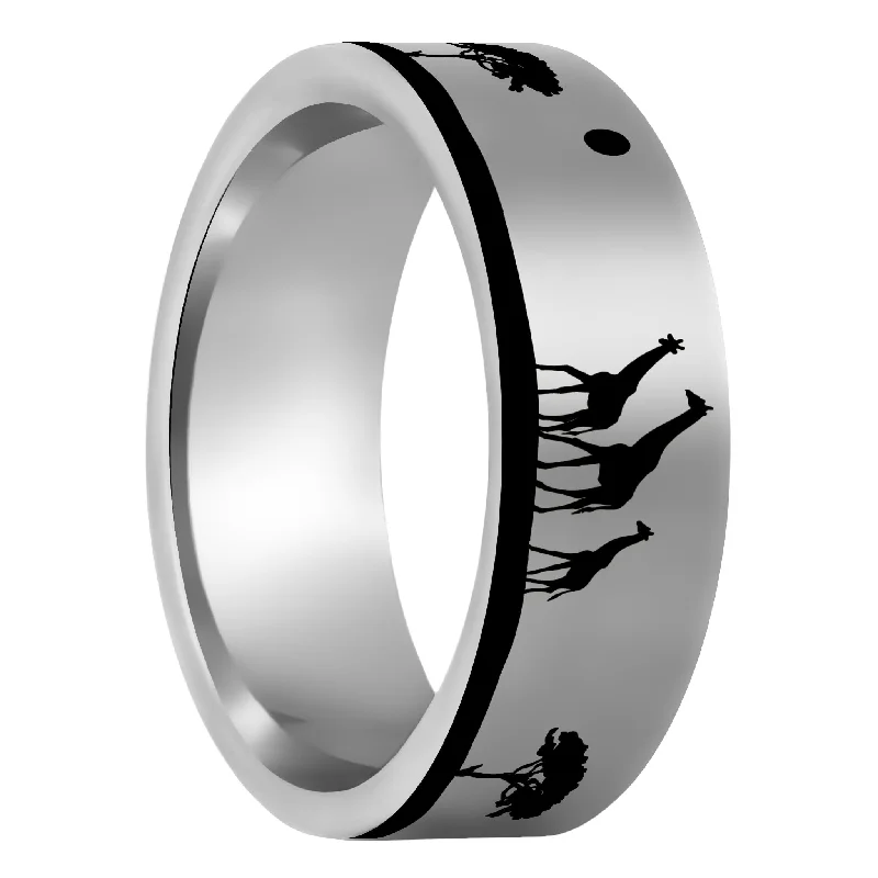 Antique-style rings for women-Giraffe Tungsten Men's Wedding Band