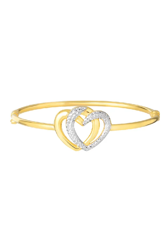 Fashionable gold bracelets for women-TOMEI Dual-Tone Lovely Bangle, Yellow Gold 916