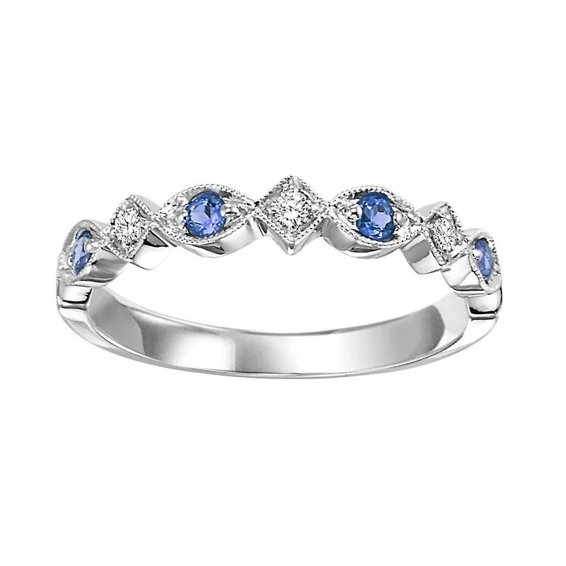 Vintage-inspired engagement rings with opals-Sapphire and Diamond Mixable Ring