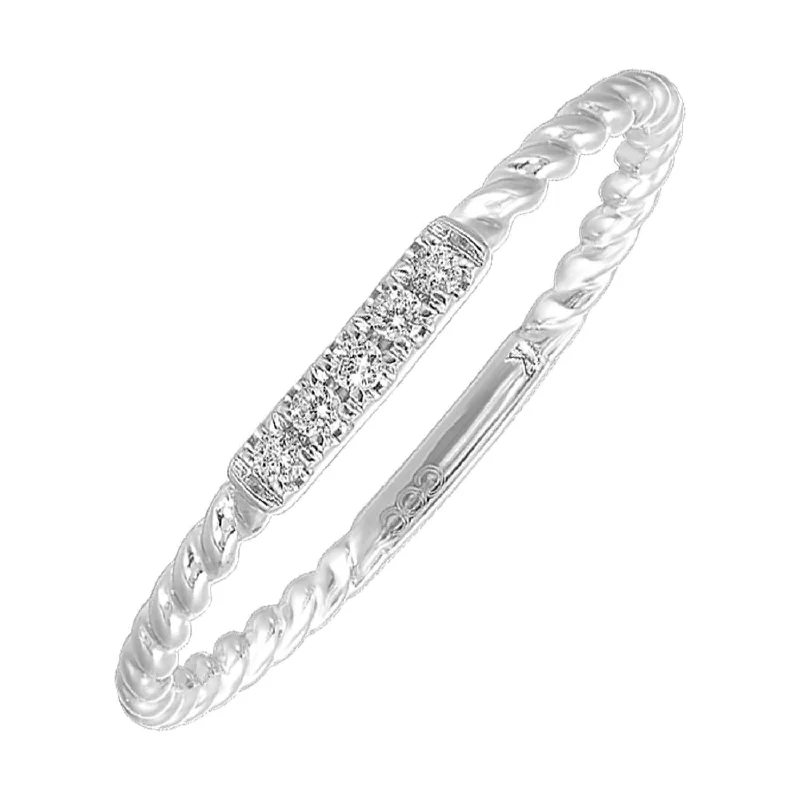 Affordable engagement rings with sapphires-White Gold Stackable Twist Diamond Band, 0.05 cttw