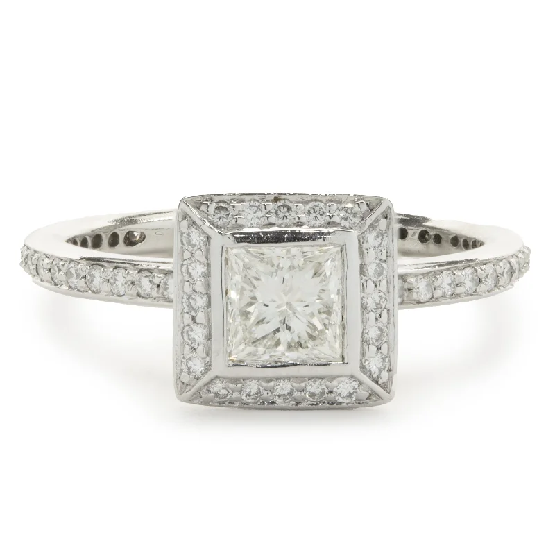 Beautiful vintage engagement rings-Ritani Platinum Princess Cut Diamond Engagement Ring