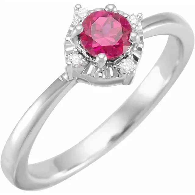 Unique engagement rings with marquise-cut diamonds-Lab Created Ruby Ring with Diamonds