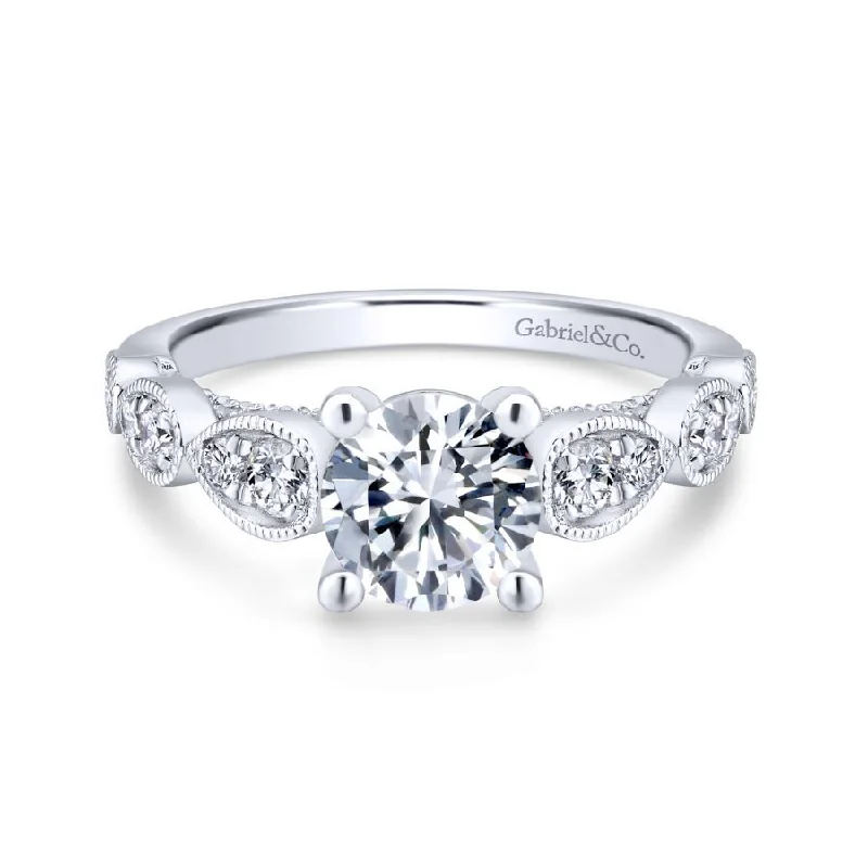 Unique engagement rings with three-stone settings-Garland Engagement Ring Setting in White Gold