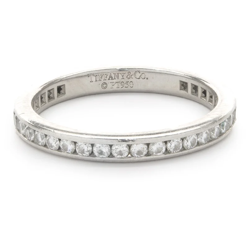 Vintage engagement rings with yellow diamonds-Tiffany & Co. Platinum Channel Set Diamond Eternity Band