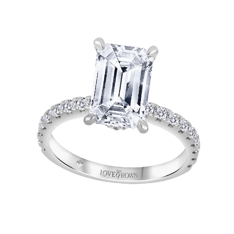 Beautiful engagement rings with emerald-cut diamonds-14kt White Gold 2.50cttw Lab-Grown Emerald Diamond Engagement Ring