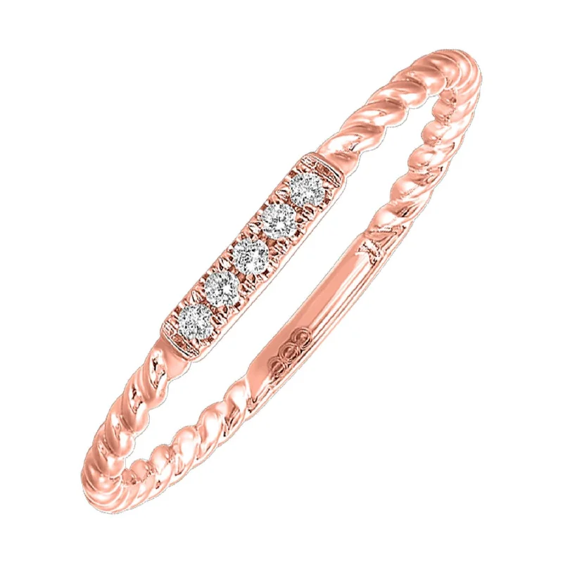 Simple and elegant engagement rings-Rose Gold Stackable Twist Diamond Band, 0.05 cttw