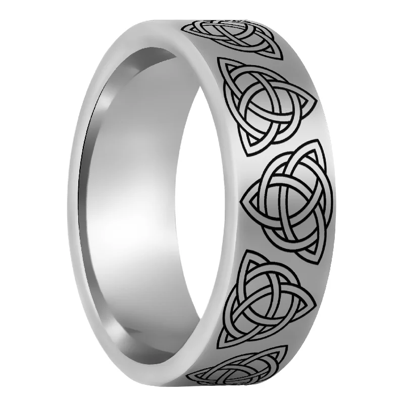 Bold statement rings for women-Celtic Trinity Knot Tungsten Men's Wedding Band