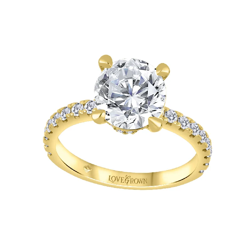 Unique engagement rings with heart-shaped diamonds-14kt Yellow Gold 1.40cttw Lab-Grown Round Diamond Side Stone Engagement Ring