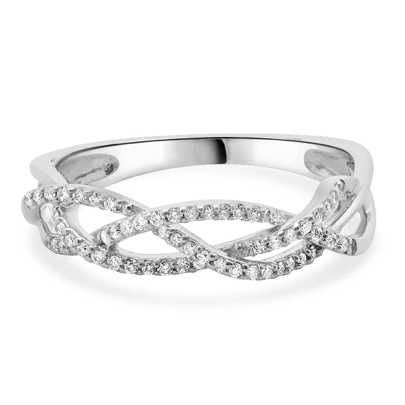 Classic princess cut engagement rings-10 Karat White Gold Diamond Braided Band