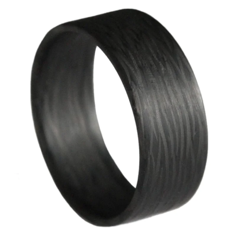 Unique rings with black diamonds-Extra Light Wave Patterned Carbon Fiber Men's Wedding Band