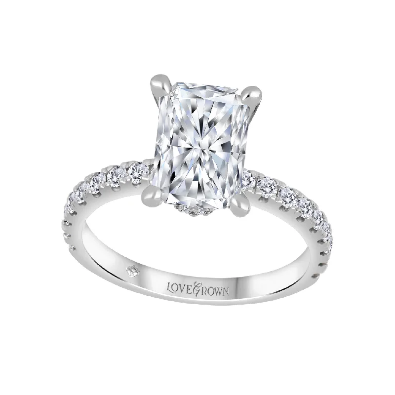 Unique engagement rings with three-stone settings-14kt White Gold 4.50cttw Lab-Grown Radiant Diamond Engagement Ring