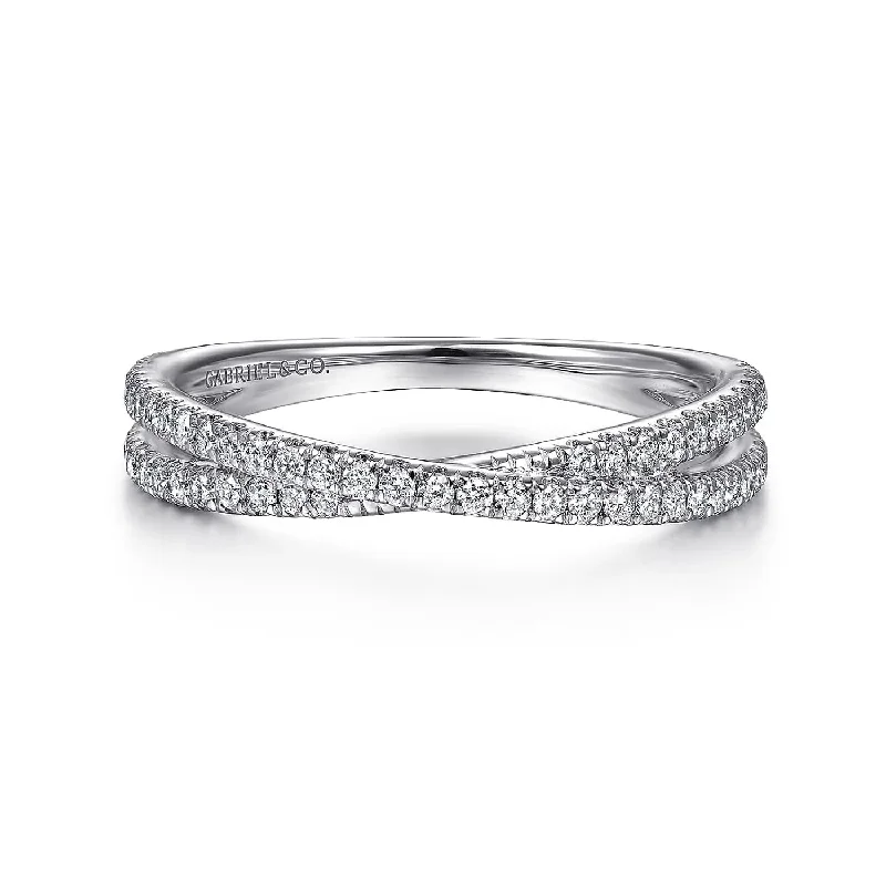 Stunning engagement rings with diamond halos-White Gold Diamond Criss Cross Ring, 0.28 cttw