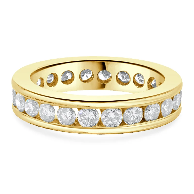 Affordable engagement rings with tanzanite gemstones-14 Karat Yellow Gold Channel Set Diamond Eternity Band