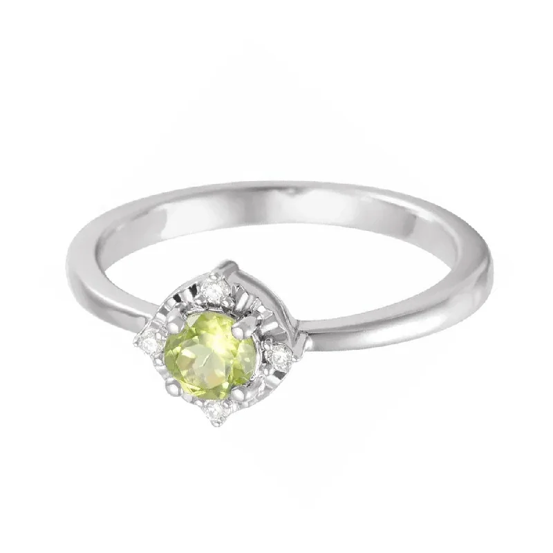 Stunning engagement rings with princess diamonds-Peridot Ring with Diamonds