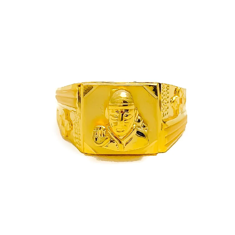 Vintage-style rings with rubies-Spiritual Men's 22k Gold Ring