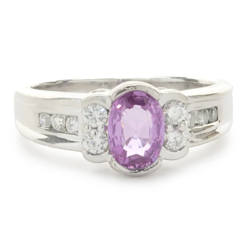 Affordable engagement rings with moissanite-14 Karat White Gold Pink Sapphire and Diamond Ring