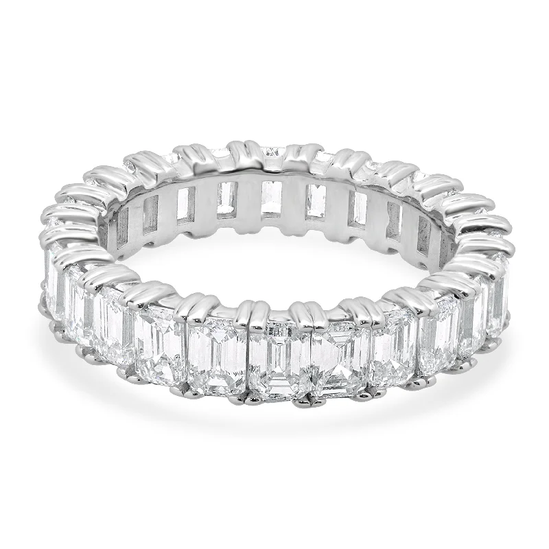 Luxury engagement rings with diamond accents-14 Karat White Gold Emerald Cut Diamond Eternity Band