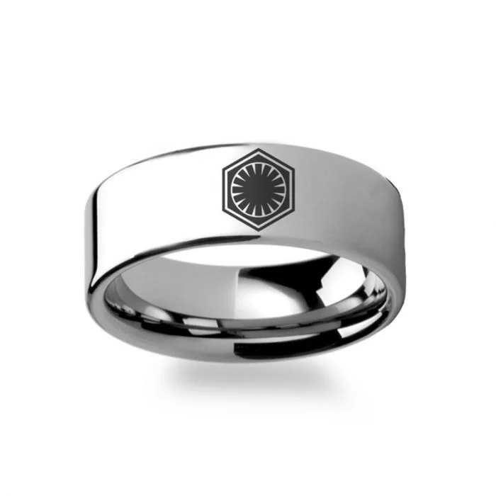 Engagement rings with princess-cut stones-Star Wars First Order Tungsten Men's Wedding Band