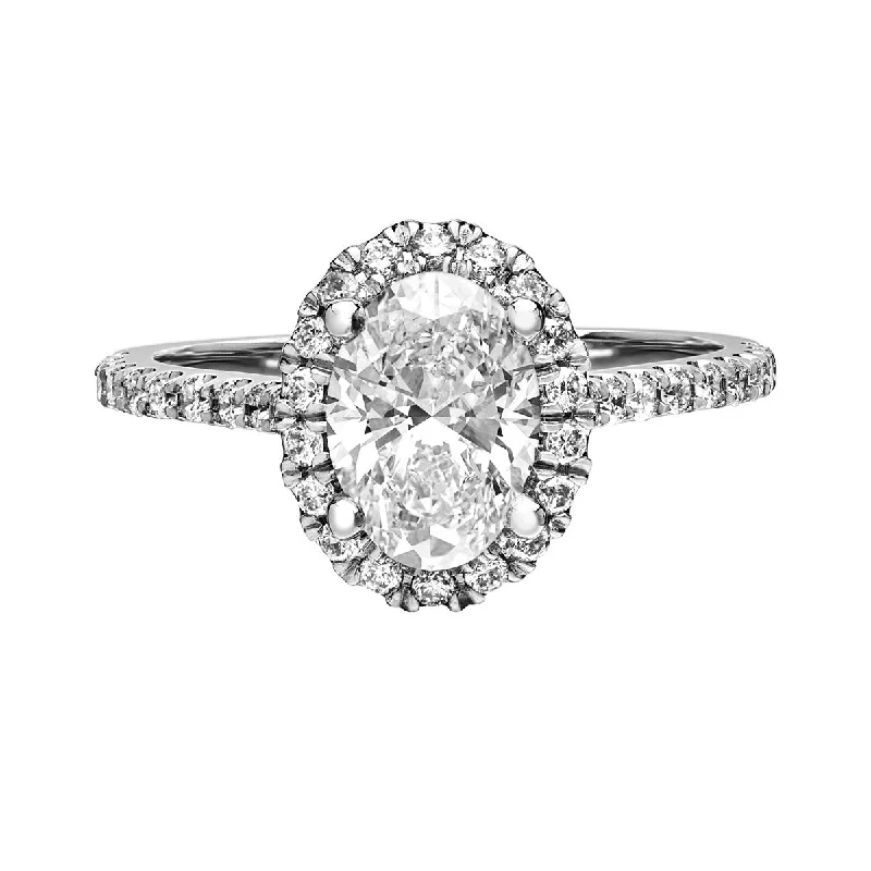 Timeless engagement rings with solitaire settings-18kt White Gold 2.60cttw Oval Halo Engagement Ring