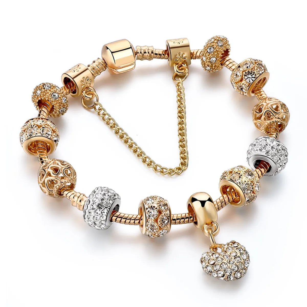 Elegant bracelets with sapphire accents-Classic Style Heart Shape Gold Plated Zircon Alloy Wholesale Bangle