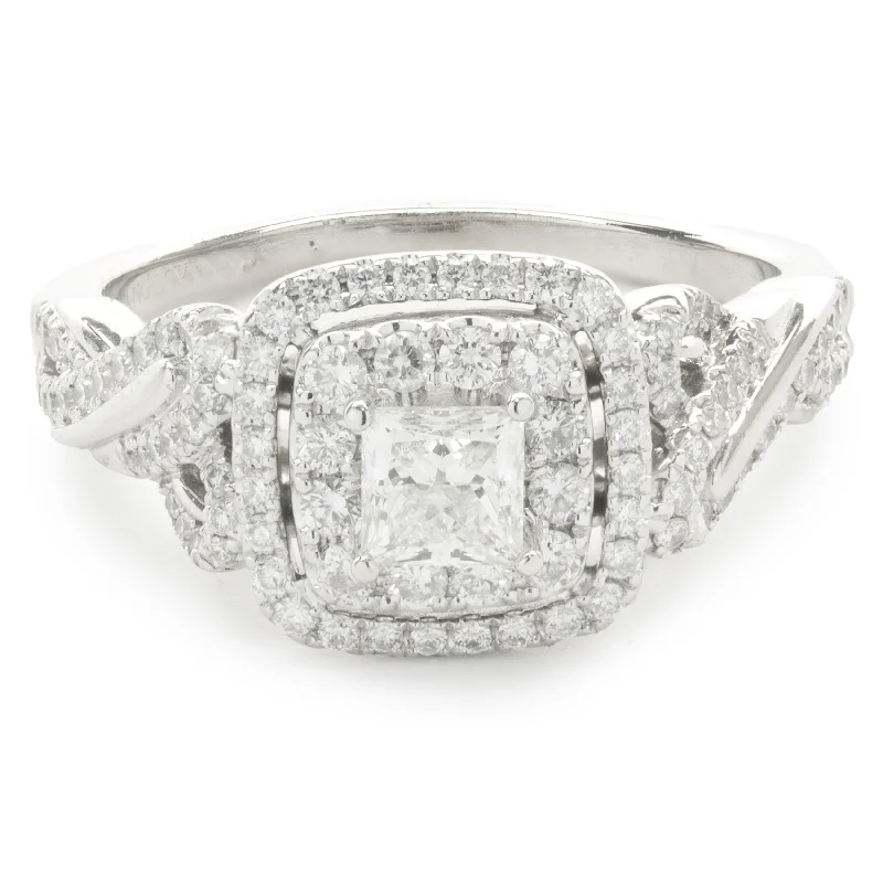 Classic engagement rings with colored diamonds-Vera Wang 14 Karat White Gold Princess Cut Diamond Engagement Ring