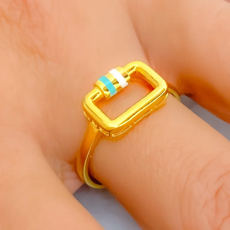 Contemporary rings for women-Unique Iconic 21k Gold Ring