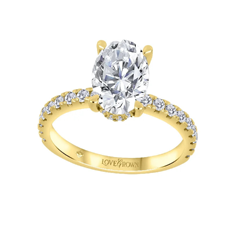 Timeless engagement rings with round diamonds-14kt Yellow Gold 1.45cttw Lab-Grown Oval Diamond Engagement Ring