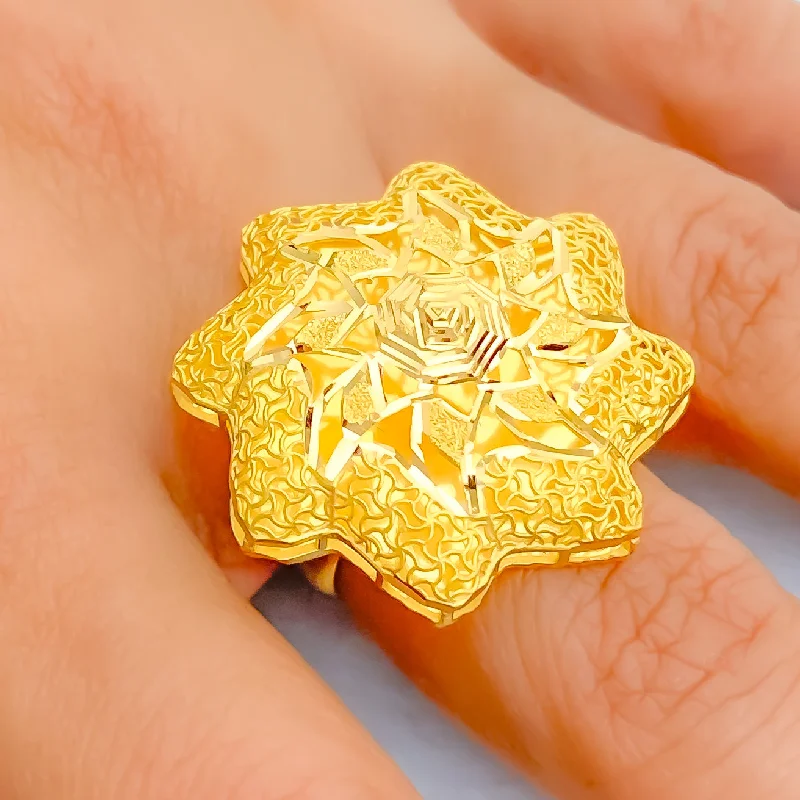 Elegant vintage rings for women-Charming Star 21k Gold Ring