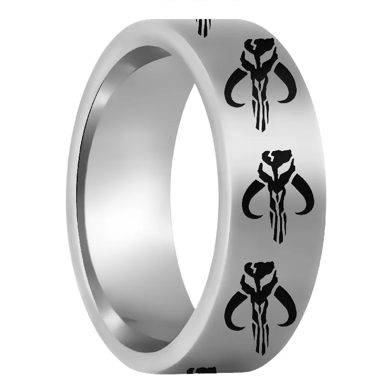 Gorgeous rings with colored stones-Star Wars Mandalorian Tungsten Men's Wedding Band