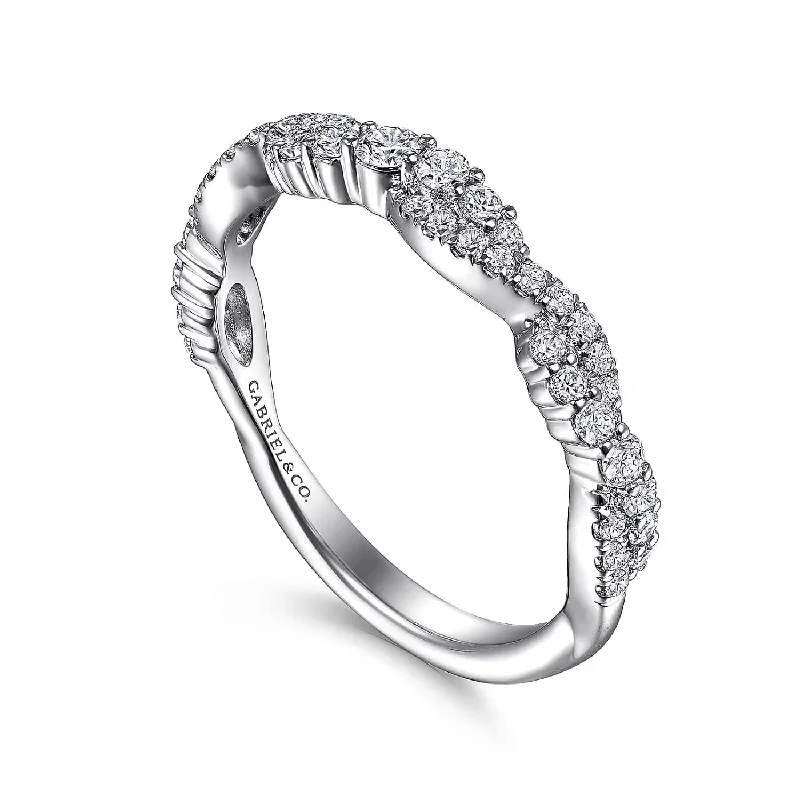 Stunning engagement rings with princess diamonds-White Gold Diamond Twist Stackable Ring, 0.43 cttw