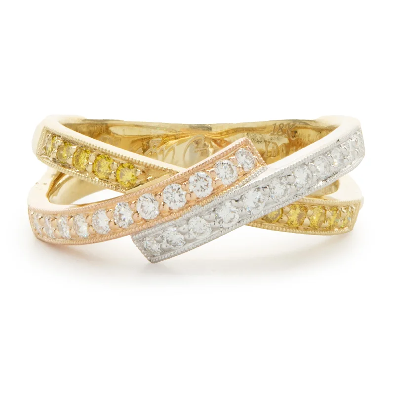 Vintage-inspired engagement rings with opals-Simon G 18 Karat Tri-Tone Gold Diamond Band