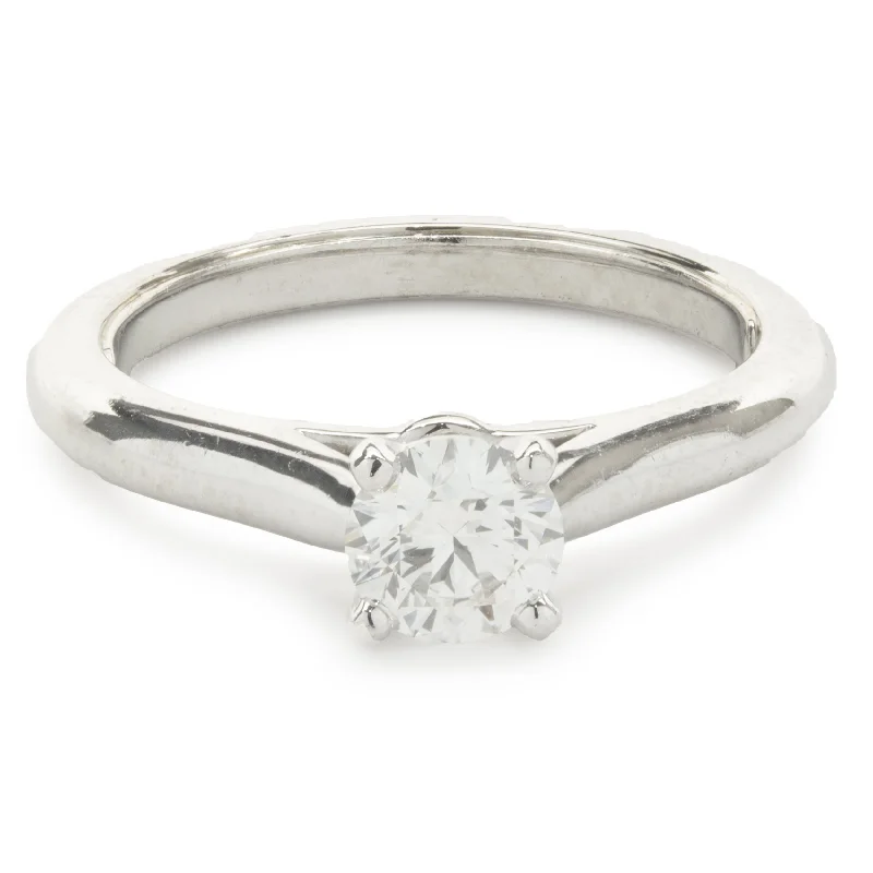 Classic engagement rings with diamond pave-Cartier Platinum Round Brilliant Cut Diamond Engagement Ring